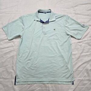 GenTeal Polo Shirt Mens Medium Light Blue Baseball Print Performance Golf Teal